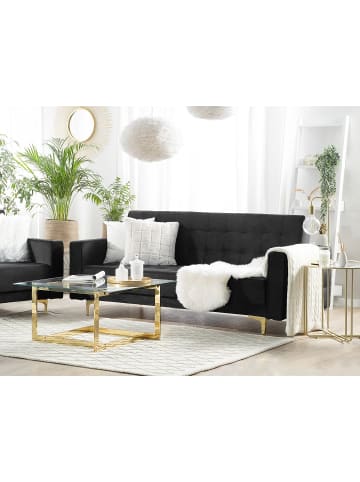 Beliani 3-Sitzer Sofa ABERDEEN in Schwarz/Gold - (W) 186 x (H) 83 x (L) 88 cm