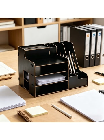 relaxdays Dokumentenablage in Schwarz - (B)37 x (H)28 x (T)29 cm