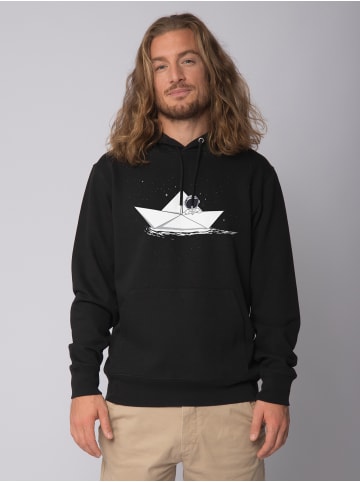 wat? Apparel Sweatshirt Astronaut in paper boat in Schwarz