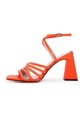 CESARE GASPARI Sandalen mit Blockabsatz aus Leder in Orange