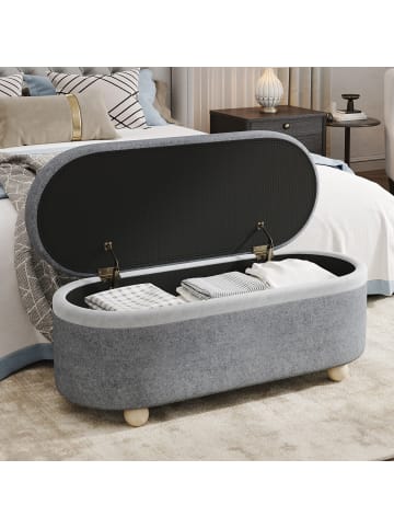 ABRIHOME Sitzbank in Grau mit Stauraum Fleece Bezug für Wohnzimmer