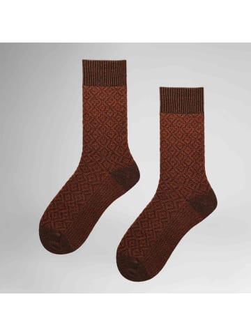 Hudson Socken Cozy Graphic gemustert in Coffee brown