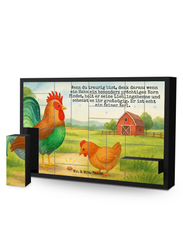 Mr. & Mrs. Panda Adventskalender Hahn Korn Design mit Spruch in Weiß