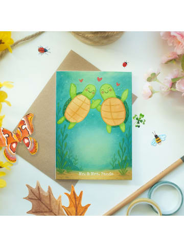 Mr. & Mrs. Panda babykarte Schildkröten Paar Design ohne Spruch in Weiß