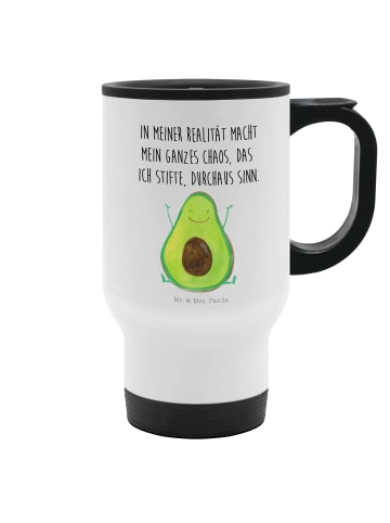Mr. & Mrs. Panda Kaffeebecher To Go Avocado Glücklich mit Spruch in Weiß