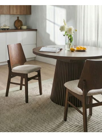 Beliani 2er-Set Esszimmerstuhl ABEE in Braun/Beige