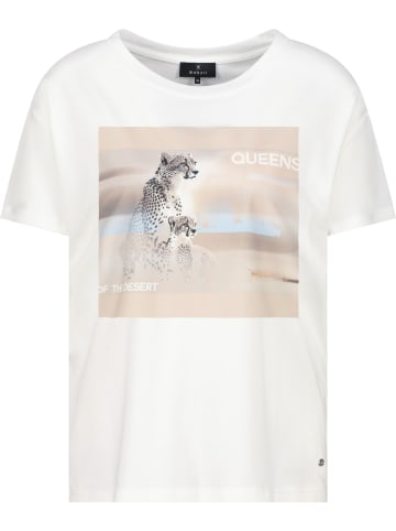 monari T-Shirt mit Leo-Print und Strasssteinen in Off-White