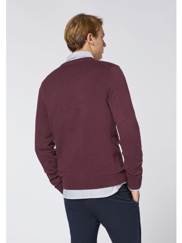 Polo Sylt Strickpullover mit V-Neck und Stickerei in Lila