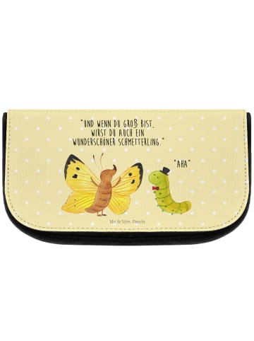 Mr. & Mrs. Panda Kulturtasche Raupe Schmetterling mit Spruch in Gelb Pastell