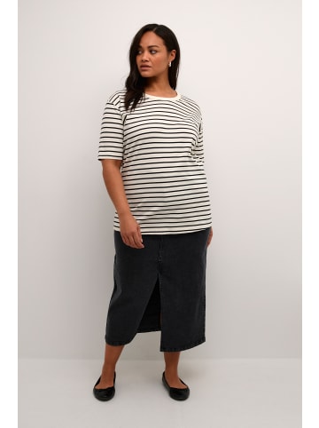 KAFFE curve T-shirt KCWinni Loose fit in Antique White/BLack Stripe