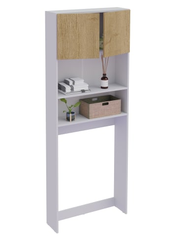 VCM Holz Überbauschrank Waschmaschine Überbau Goralo in Weiß / Honig-Eiche