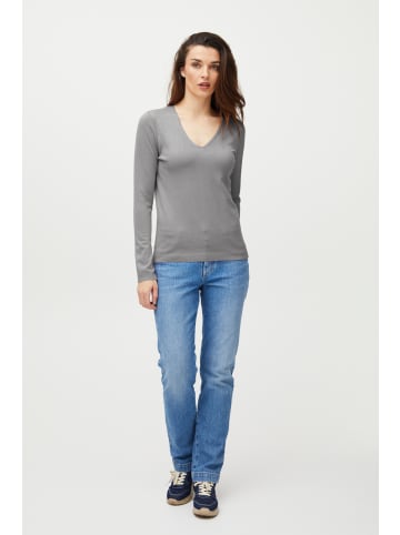 PULZ Jeans PZSARA LS Vneck Pullover Regular fit in Medium Grey Melange