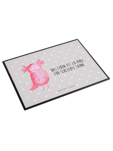 Mr. & Mrs. Panda Schreibtischunterlage Axolotl Glücklich mit Spruch in Grau Pastell