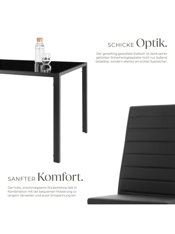 tectake Essgruppe Berlin - Kunstlederstühle mit Glastisch