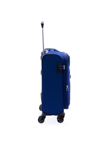 Gladiator 2000 4 Rollen Kabinentrolley 55 cm mit Dehnfalte in blue