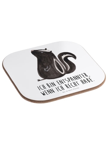 Mr. & Mrs. Panda Coaster Stinktier Sitzen mit Spruch in Weiß