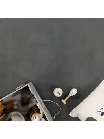 KADIMA DESIGN Hochflor Teppich waschmaschinenwaschbar Unifarben  Schlafzimmer in Anthrazit