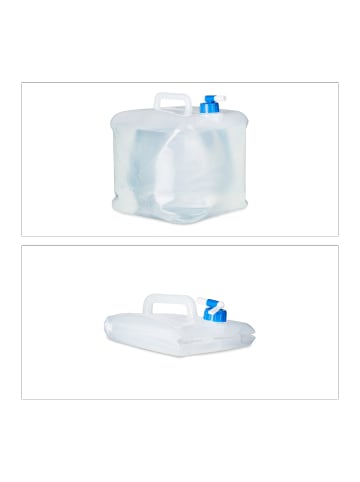 relaxdays 4x Wasserkanister in Transparent/Blau 15 Liter