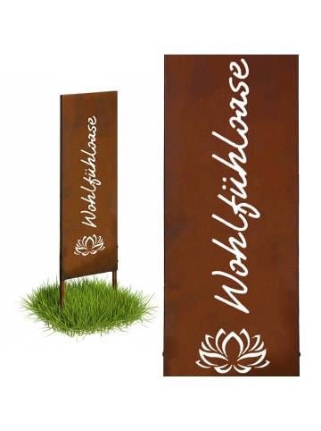 relaxdays Edelrost-Gartendeko "Wohnfühloase" in Braun - 85 x 28 cm