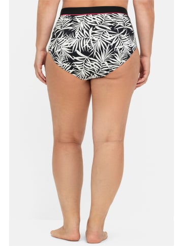 sheego Highwaist-Bikini-Hose in schwarz bedruckt