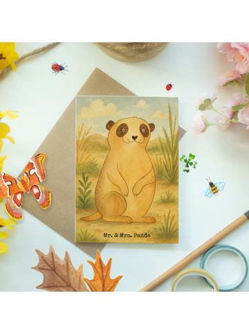 Mr. & Mrs. Panda Glückwunschkarte Erdmännchen Design ohne Spruch in Weiß
