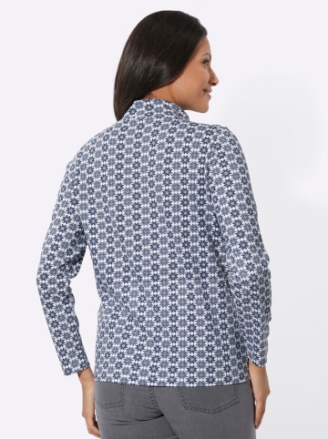 Sieh an! Stehkragenshirt in marine-ecru-bedruckt