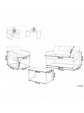 Beliani 4-tlg Lounge Set GARDA in Blau/Weiß