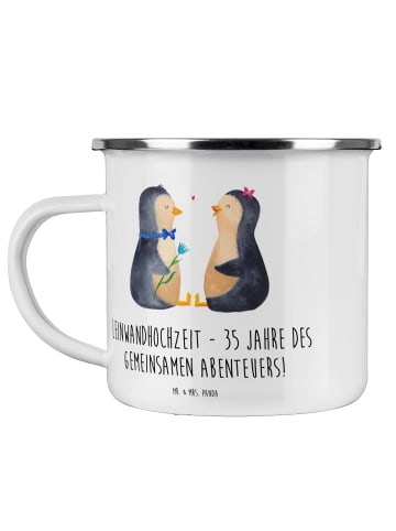 Mr. & Mrs. Panda Camping Emaille Tasse 35. Hochzeitstag Leinwand... in Transparent