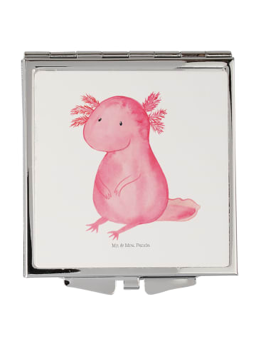 Mr. & Mrs. Panda Handtaschenspiegel quadratisch Axolotl Niedlich... in Weiß