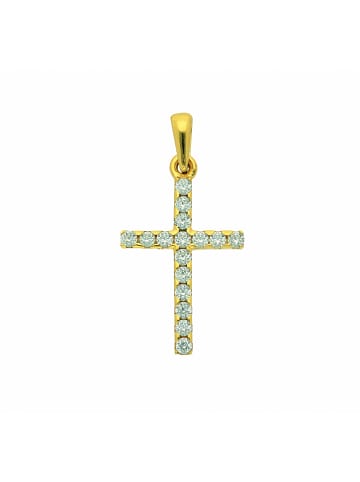 Adeliás Damen & Herren 333 Gold Kreuz Anhänger mit Zirkonia in gold