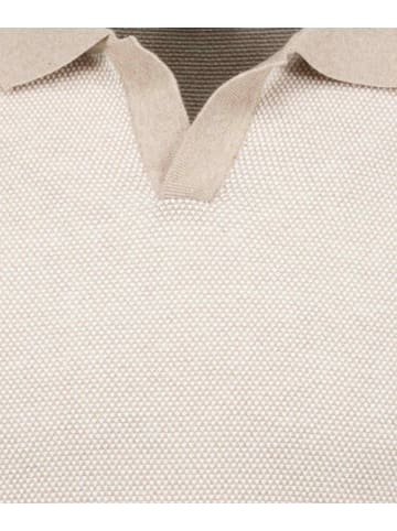 Ragman Strickpullover mit Resort-Kragen, kurzarm in Beige