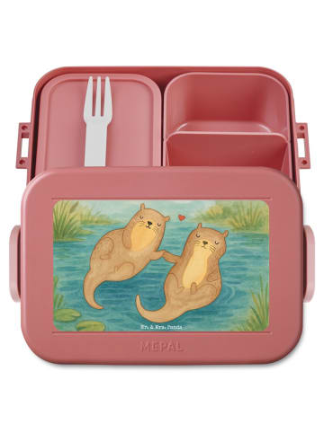 Mr. & Mrs. Panda Bento Box Otter Hände halten Design ohne Spruch in Rot Pastell