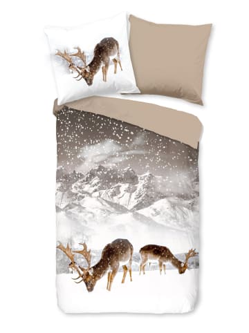 JACK 2 tlg. Flanell Bettwäsche 135x200cm Winterlandschaft in Taupe