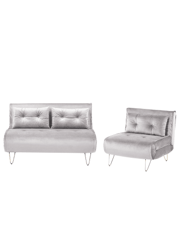 Beliani 2-tlg 3-Sitzer Sofa VESTFOLD in Grau/Gold
