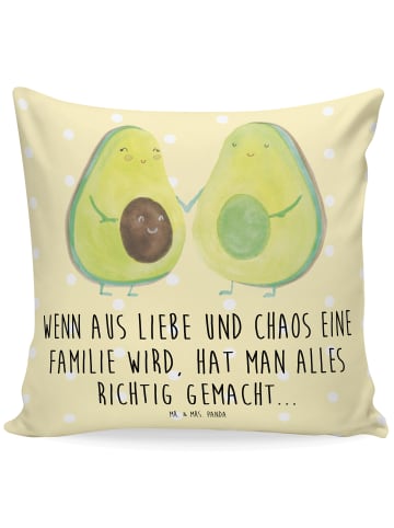 Mr. & Mrs. Panda 40x40 Kissen Avocado Pärchen mit Spruch in Gelb Pastell