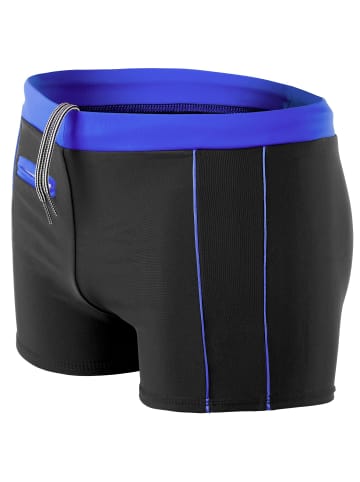 Aquarti Aquarti Herren Badehose Kurz mit Kontrastpaspel in schwarz/blau