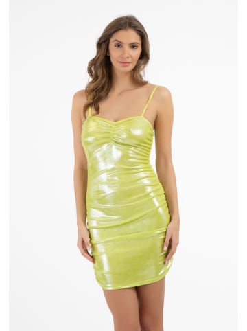 faina Damen Strick Trägerkleid Mini in Limette Metallisch