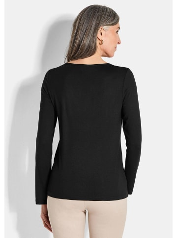 GOLDNER Shirt Langarmshirt aus Viskose mit Glanz in schwarz