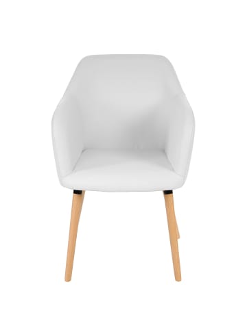 MCW 6er-Set Retro Esszimmerstuhl Vaasa, Kunstleder, weiß, helle Beine
