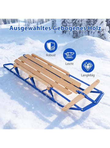 COSTWAY Holzschlitten 137cm ab 5 Jahren in Blau