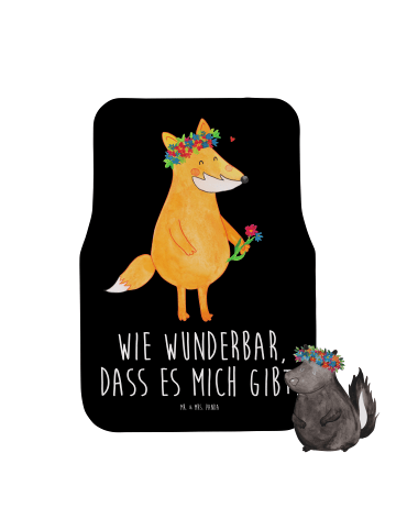 Mr. & Mrs. Panda Matte Auto Fuchs Blumen mit Spruch in Schwarz