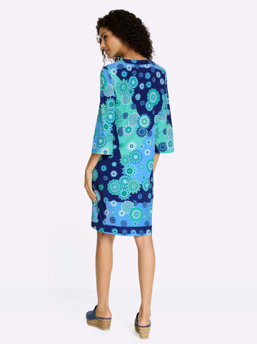 Heine Jerseykleid in royalblau-grün-bedruckt