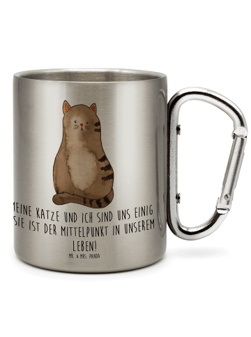 Mr. & Mrs. Panda Isolierbecher Katze Sitzen mit Spruch in Silber