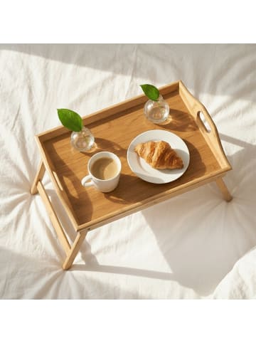 relaxdays 2 x Betttablett in Natur- (B)52 x (H)25 x (T)33 cm