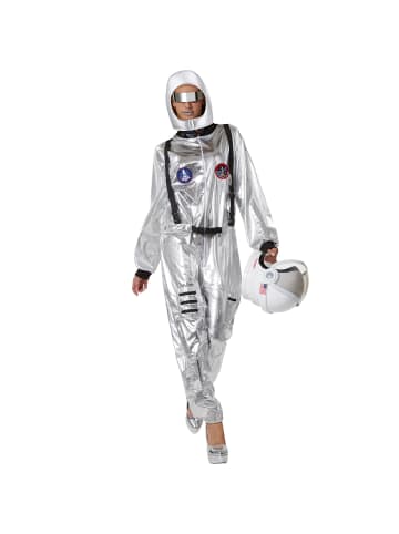 tectake Unisexkostüm Astronautenhelm, Brille und Handschuhe Futuristischer Look: Silbern