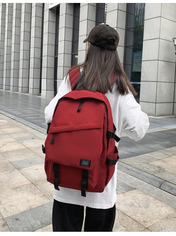 COFI 1453 Rucksack 17 Zoll mit 3 Fächer und 2 Seitentaschen in Rot