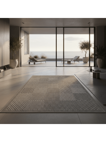 KADIMA DESIGN Teppich Outdoor Waschbar Einfarbig LERMOOS Strapazierfähig OEKO-TEX in Grau