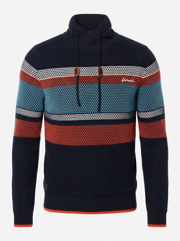 KOROSHI Jersey mit Baumwollstreifen mit hohem Halsausschnitt in blau