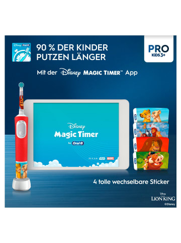 Oral-B Elektr. Kinderzahnbürste "Vitality Pro Kids König der Löwen" + 8 Aufsteckbürsten