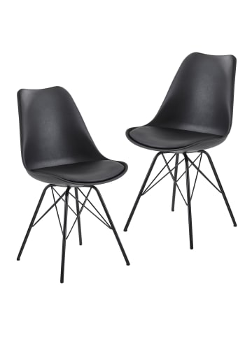 FineBuy Esszimmerstuhl in Schwarz / Kunstleder / 58x48x86